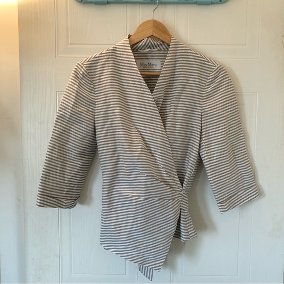 MaxMara Tops - MaxMara Made in Italy Stripes Linen-silk Wrap Blouse